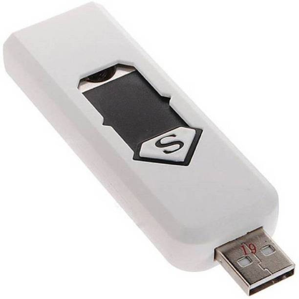 MOBIASHTA DC Connector Flameless USB Electronic Rechargeable Lighter Environment Friendly Pocket Size Compact Easy to Carry (WHITE) Car Cigarette Lighter