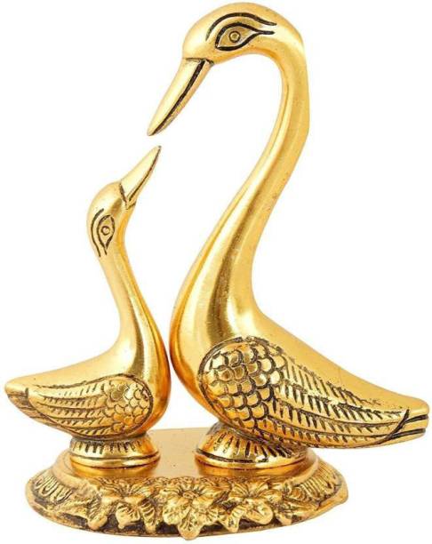 Metal Handicrafts Swan Pair / Kissing Duck Decorative Showpiece  -  14 cm