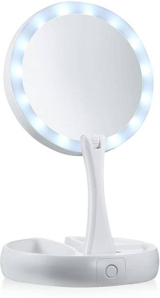 OCTOPUSPRIME Double Sided LED Mirror 10x Magnification Vanity Mirror Compact