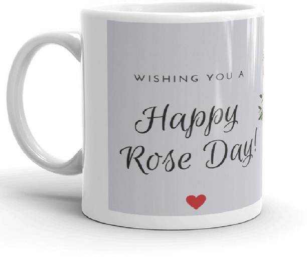 Dreamlivproducts Rose And Kiss Day Best Gift For Girls Valentine Gift 320Ml Multicolor (Mug2768) Ceramic Coffee Mug