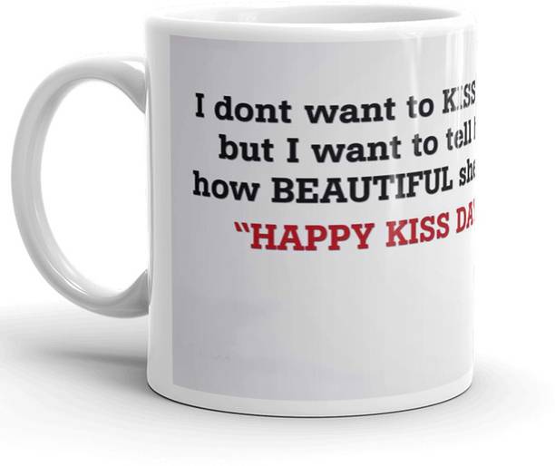 Dreamlivproducts Kiss Day Best Gift For Girlfriend Birthday Valentine Gift 320Ml Multicolor (Mug3122) Ceramic Coffee Mug