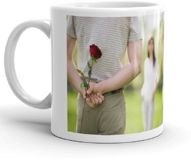 Dreamcart Rose And Kiss Day Best Gift For Sister Birthday Valentine Gift 320Ml Multicolor (Mug2746) Ceramic Coffee Mug