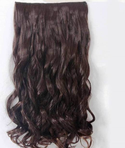 Styllofy Natural Brown Curly 5 Clip Hair Extension