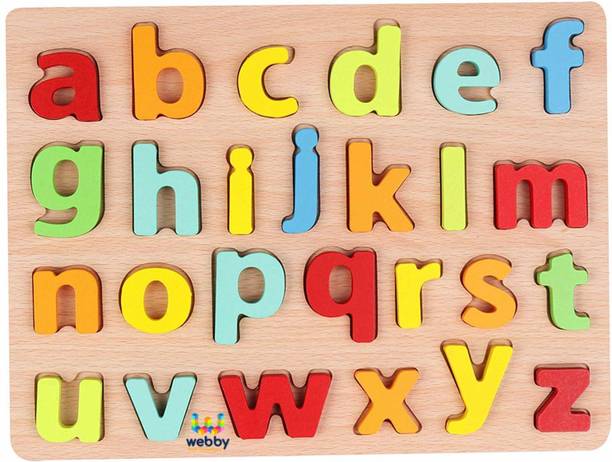 वेब्बी Wooden Small Alphabets Letters Learning Educational Tray Toy for Kids