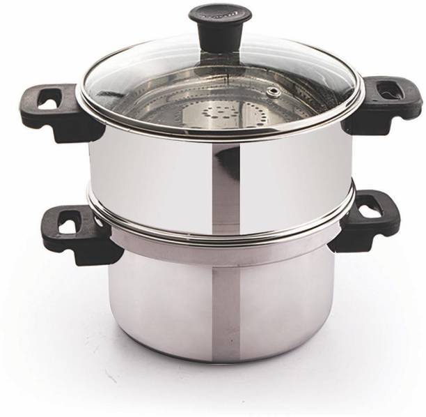 Luxuria GLASS LID STEAMER BIG 2 TIER Stainless Steel Steamer