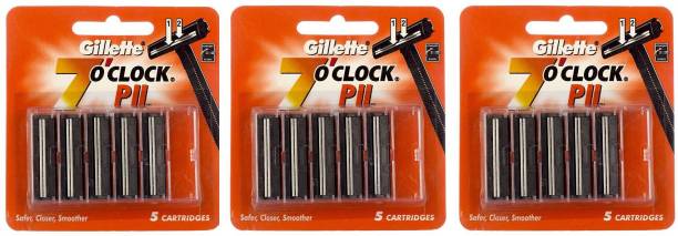 Gillette (7) O Clock Pll Cartridges 15 Pcs.