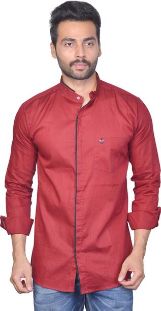 Cousin's Men Solid Casual Maroon Shirt