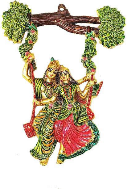 KridayKraft Radha Krishna Jhulla Wall Hanging,Radha Krishna Metal Statue showpiece,Radha Krishna Murti For Home,Office Decor,Gift Article,Birthday gift,Anniversary gift,Return gift,Wedding gift... Decorative Showpiece  -  31 cm