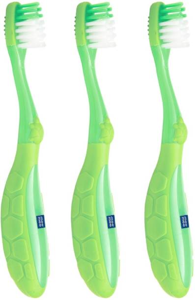 MeeMee Easy Grip Baby Toothbrush (Green, Pack of 3) Extra Soft Toothbrush