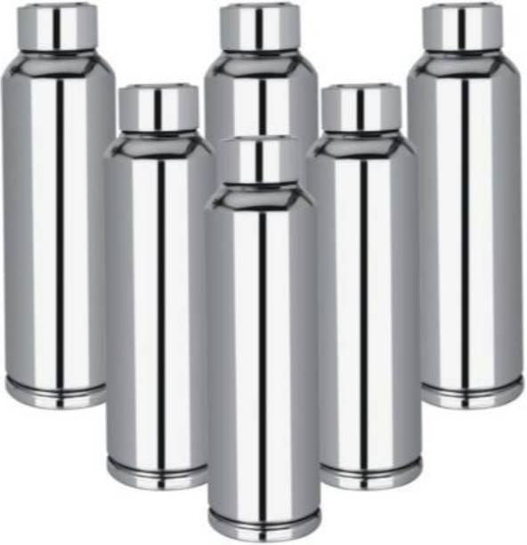 Apeiron स्टेनलेस स्टील फ्रिज पानी की बोतल सिल्वर (6 का पैक) 1000 ml बॉटल
