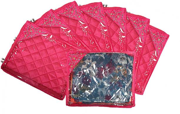 Heart Home Designer CTHH021500 Silk 8 Pieces Single Packing Saree Cover (Pink) - CTHH21500