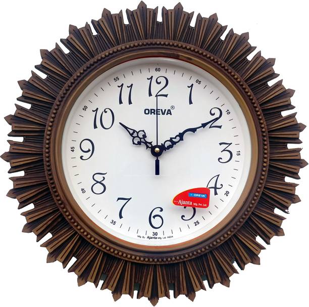 AJANTA Analog 32 cm X 32 cm Wall Clock (Brown, With Glass, Standa