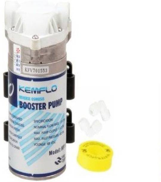 माइप्यूर KEMFLO K48 HF1800 Reverse Osmosis Kemflow Booster Pump 100 GPD Imported Heavy Duty Pressure RO Service Motor with Elbows and Teflon Tape डायाफ्राम वॉटर पम्प