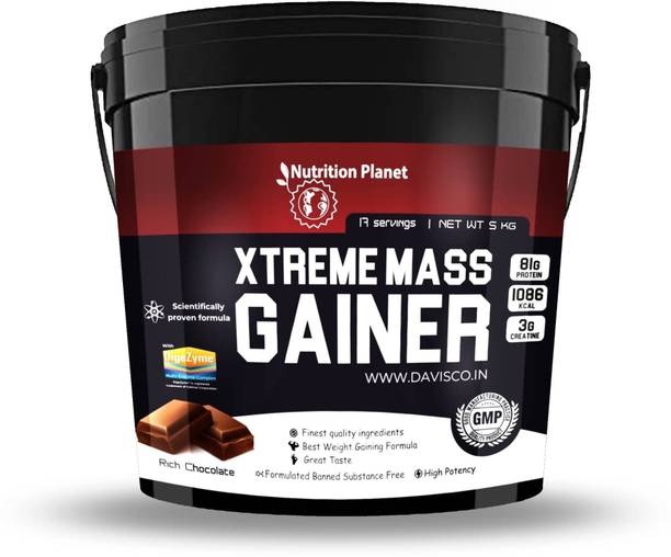 Nutrition Planet Xtreme Mass Gainer With Added DigeZyme, Chocolate, 5 kg Weight Gainers/Mass Gainers