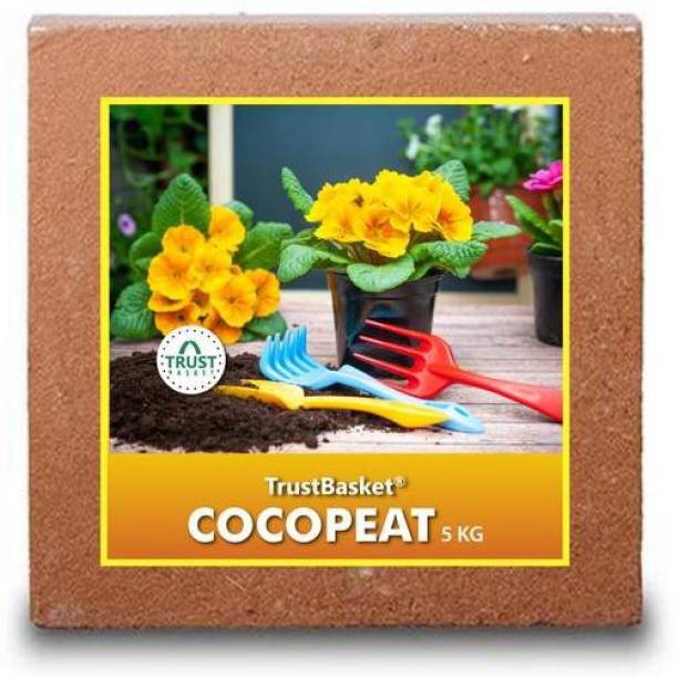 TrustBasket Coco Peat Block (5kg block) - Expands to 75 litres Manure