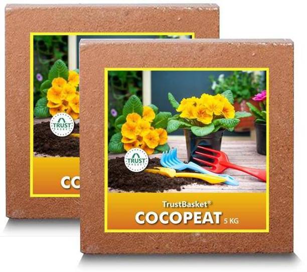 TrustBasket COCOPEAT BLOCK - EXPANDS TO 150 LITRES OF COCO PEAT POWDER (Set of two 5kg blocks) Manure
