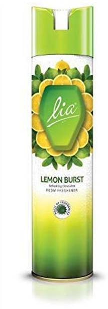Lia Lemon Burst Car Freshener Spray Lemon Burst, Cylindrical Aerosol Room Freshener Spray (160 GMS)
