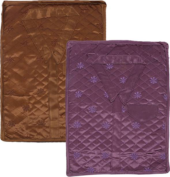 KUBER INDUSTRIES Embroidry Design 2 Pieces Shirt Cover (Brown & Purple) -CTLTC10594 CTLTC010594