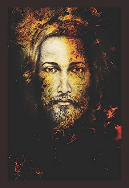 Mad Masters Pencils Drawing of Jesus on Vintage Paper Oil 18 inch x 12 inch Painting