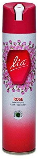 Lia Rose Car Freshener Spray Rose, Cylindrical Aerosol Room Freshener Spray (160 GMS)