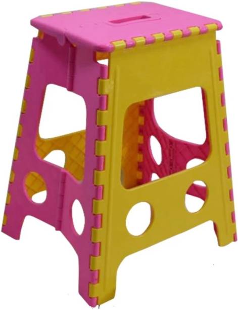 AKR 18 Inch Super Strong Foldable Step Stool for Adults and Kids Living & Bedroom Stool ( pink yellow ) Kitchen Stool