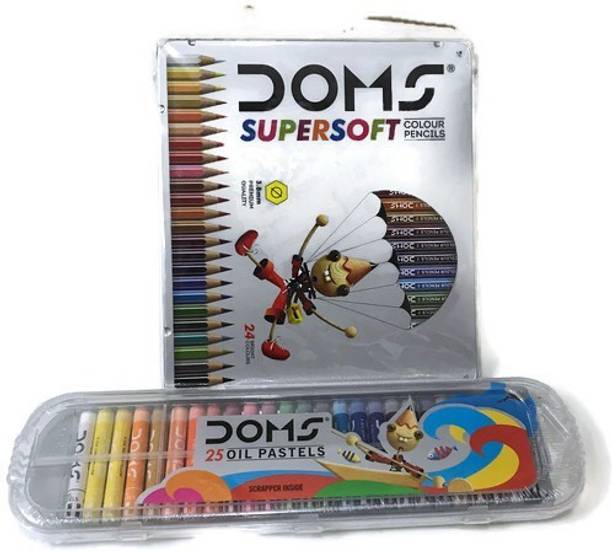 DOMS Creativ combo 24 supersoft pencil colour & 25 Oil Pastel