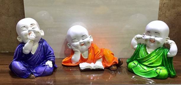 Royalbox Vastu Fengshui Religious Idols of Laughing Baby Buddha Monk Statue Decorative Showpiece  -  15 cm