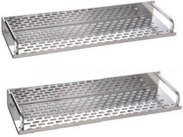 PatriotHouse Stainless Steel Shelve Set of 2 pcs (Size :- 16 Inches X 4.5 Inches) Stainless Steel Wall Shelf Pack Of 2 Stainless Steel Wall Shelf