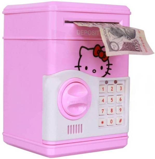 Kude Collection Mini Electric Secret Password Safe ATM Piggy Bank Money Safe Deposit Box Toy Coin Bank Coin Bank