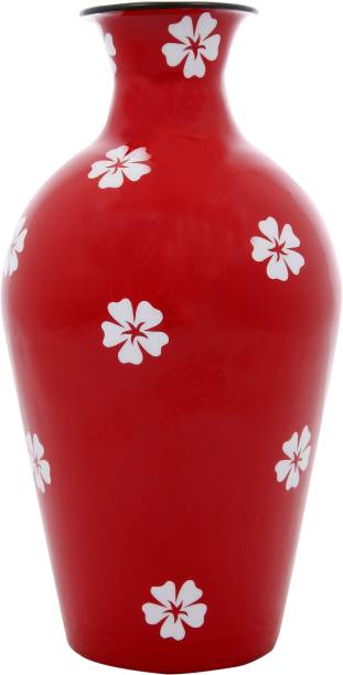 ALNICO Metallic Glossy Finish Red Flower Vase Iron Vase