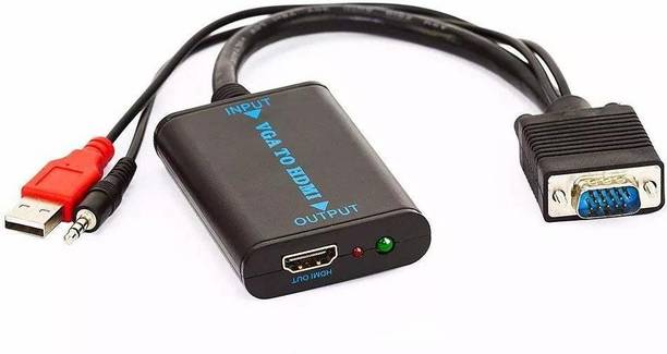 LipiWorld  TV-out Cable VGA Male to HDMI Female 1080P Full HD Video Adapter Converter with USB Power Cable and 3.5 mm Audio Jack for PC Laptop Display Computer Mac Projector