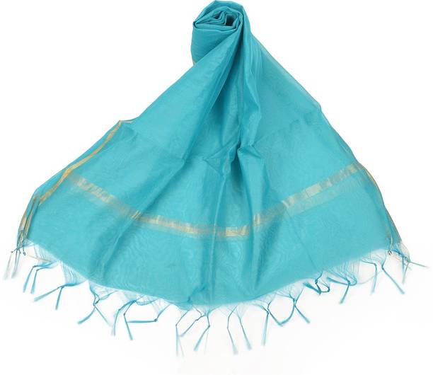 Art Silk Solid Light Blue Women Dupatta