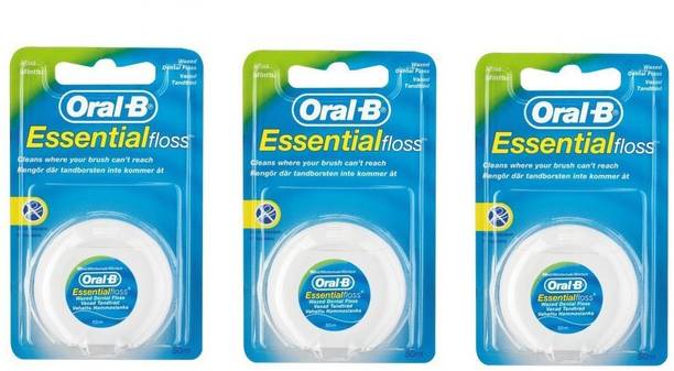 Oral-B Essential Waxed Mint Dental Floss Pack Of 3