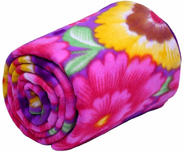 GAURALI CREATIONS Floral Single Fleece Blanket for  AC Room