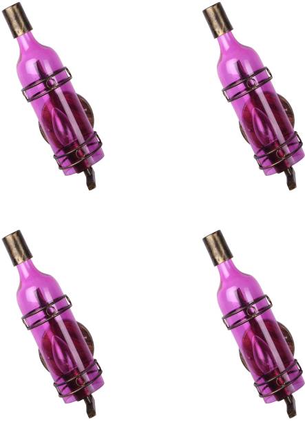 1st Time Color Trendy Bar Bottle Wall Lamp/ Light, Glass, Suitable For 5 To 60 Watt LED & Other Bulb, (Set Of Four, Pink) Decorative Bottle