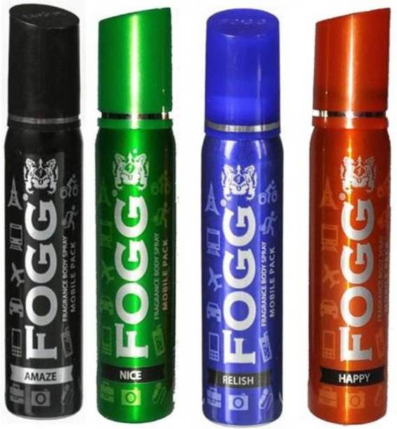 FOGG Body Spray Mobile Pack Pocket Deo Amaze, Happy, Nice and Relish for Men and Women (25 ml x 4) D
