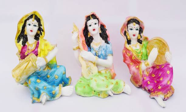 GW Creations Showing Rajasthani Cultural Musician Women |Rajasthani Idol |Artist Idols||table decorations items| decorative items for room in Racks & Shelves |Musicians Idols| home decor Showpieces |handicraft items |Statues |Showpieces gift sets |Rajasthani Statue for home Decorative Showpiece  -  14 cm