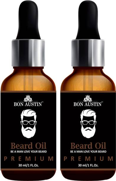 Bon Austin PREMIUM BEARD OIL- Enriched with Rose & Sandalwood oil For Fast Beard Growth Combo pack of 2 Bottles of 30 ml(60 ml) Hair Oil
