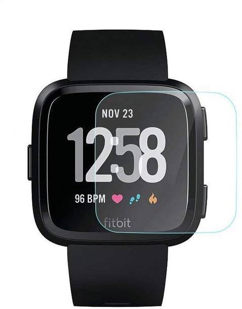 ACUTAS Tempered Glass Guard for Fitbit Versa (Transparent) Full Screen Coverage (Except Edges) with easy installation kit