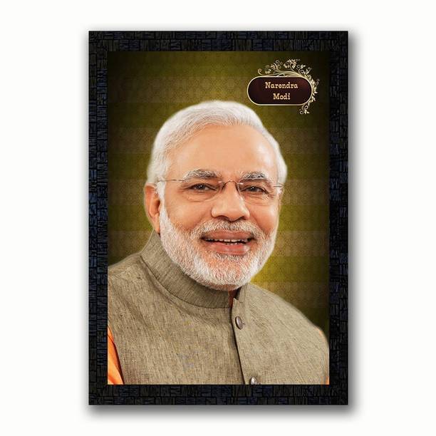 Poster N Frames Poster N Frames UV Textured Decorative Art Print of Narendra Modi with wooden synthetic frame Painting Size 14 x 20 inch Digital Reprint 14 inch x 20 inch Painting