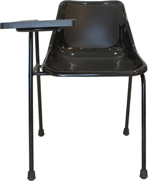 Finch Fox Student Chair with Glossy Seat & Writing Pad, Heavy 1" Inch Pipe, Anti Skid Buffer, in Black Glossy Color (Set of 2) NA Study Arm Chair
