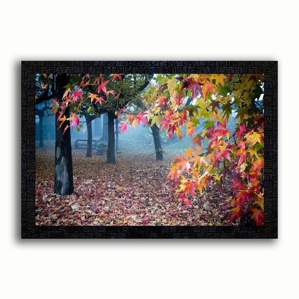 पोस्टर न फ्रेम्स UV Textured Decorative Art Print of landscape scenery painting on paper with wooden synthetic frame डिजिटल रीप्रिंट 14 inch x 20 inch पेंटिंग