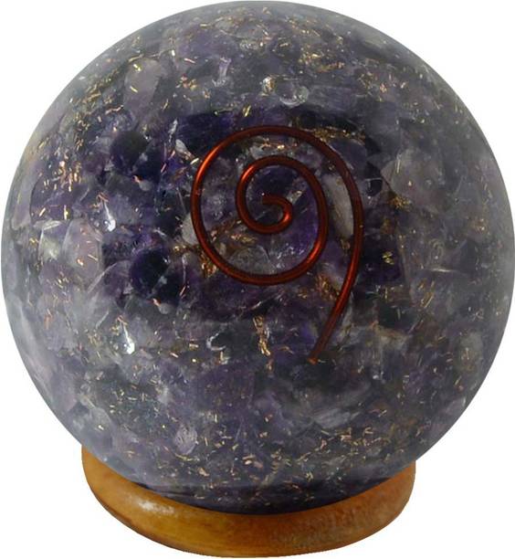 REIKI CRYSTAL PRODUCTS Natural Amethyst Orgone Ball Orgonite Ball Decorative Showpiece  -  5 cm