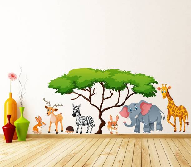 Wallzone 330.2 cm Jungle Animals Removable Sticker