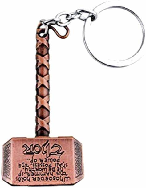 RVM Toys Thor Hammer Mjolnir Keychain Superhero Copper Colour Key Chain Keyring Key ring for Men Women Kids Car Bike Key Chain