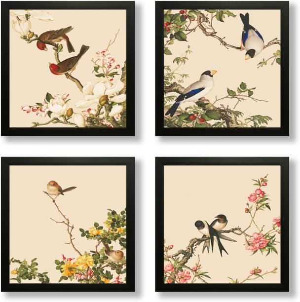 saf SET OF 4 BIRDS Digital Reprint 19 inch x 19 inch Painting