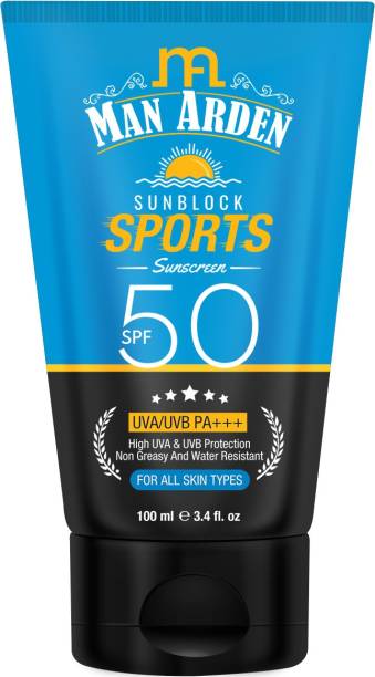 Man Arden Sunblock Sport Sunscreen SPF 50, Non Greasy & Water Resistant, 100ml - UVA & UVB Protection - SPF 50 PA+++