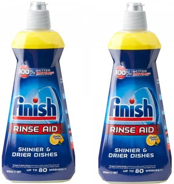 Finish Dishwashing Rinse Aid Lemon Sparkle 400ml Pack Of 2 Dishwashing Detergent