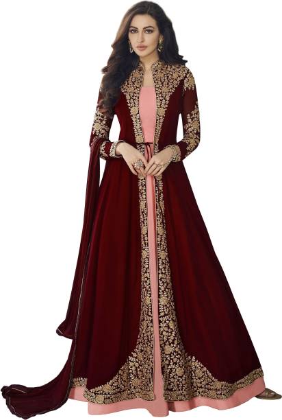 Semi Stitched Georgette Salwar Suit Material Embroidered, Self Design Price in India