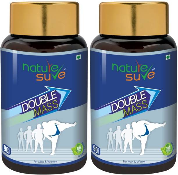 Nature Sure Double Mass Tablets for Men and Women – 2 Packs (90 Tablets Each) Weight Gainers/Mass Gainers